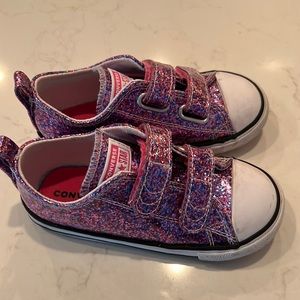 Pink, blue, red, glitter converse low top toddler girl size 9